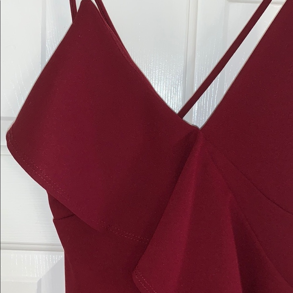 Live Tree Burgundy Ruffled Mini Dress - Picture 4 of 5